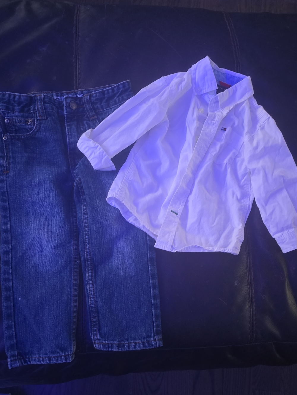 Tommy Hilfiger White Boys' Button  Down & Blue DKNY Jeans
